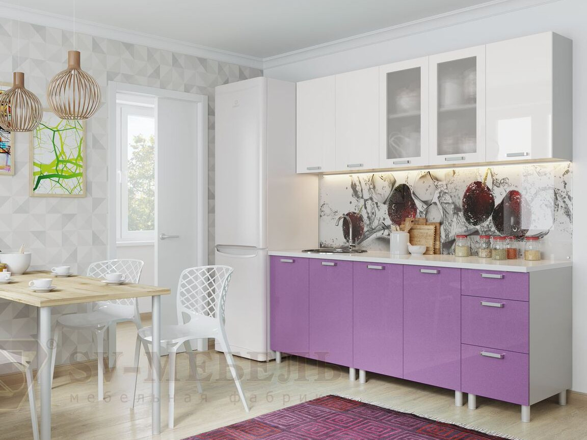  Кухня Модерн Фиолетовый Металлик - Белый 